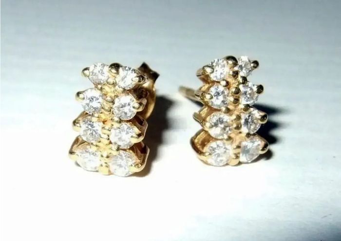 Vintage 18K Yellow Gold Diamond Cluster Earrings