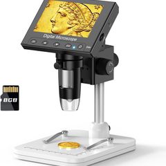 4.3" Digital Microscope, 1000X Magnification Coin Microscope, Photo & Video Recorder, Coin Magnifier with 8 LED Lights,Suitable for Soldering, Circuit Repair, Labs & Schools, Windows Compatible
