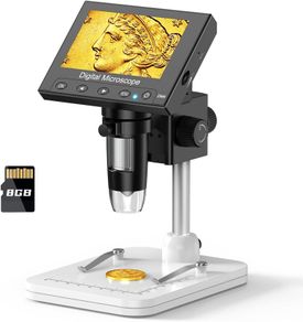 4.3" Digital Microscope, 1000X Magnification Coin Microscope, Photo & Video Recorder, Coin Magnifier with 8 LED Lights,Suitable for Soldering, Circuit Repair, Labs & Schools, Windows Compatible