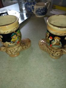Vintage set of 2 ceramic boots vases