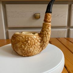 Vintage Large Smoking Pipe Edelweiss flowers Resin Ashtray