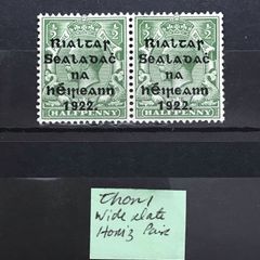 Ireland Nov - Dec 1922 0.5d Green Alex Thom Wide Date Setting Horizontal Pair Sg47 MH