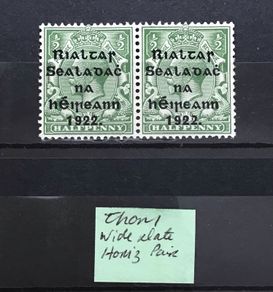 Ireland Nov - Dec 1922 0.5d Green Alex Thom Wide Date Setting Horizontal Pair Sg47 MH