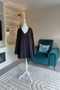 Glamorous Ladies Black Tunic Top with sequins from Michele Hope