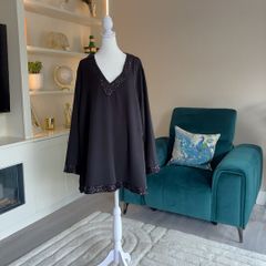 Glamorous Ladies Black Tunic Top with sequins from Michele Hope