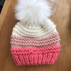 Gelso Bianco womens Salmon Pink Wool Alpaca Knit Beanie Hat Cap from Italy