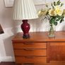 Please Check Photos- Mid Century Oxblood glazed Ginger Jar Table Lamps (2)  with off white pleated empire shade Image 8