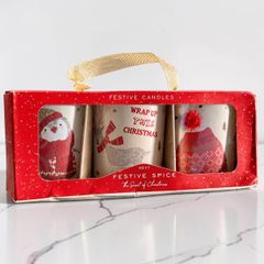 New Next Festive Spice Votive Candle Trio
