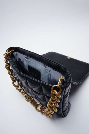 Zara Quilted Shoulder Bag With Chain