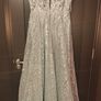 Stunning silver low back formal dress with lace & glitter detail Image 6