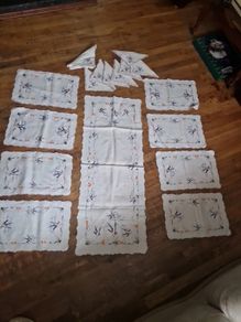 vintage embroidered table set
