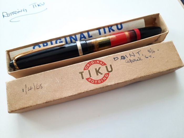 Vintage Rare Rotring Tiku Fountain Pen with box, papers