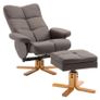Relax Armchair with Footstool, Storage, Padded TV Chair with Reclining Function, 360 Swivel TV Chair for Bedroom, Living Room, Artificial Leather, Brown Image 6