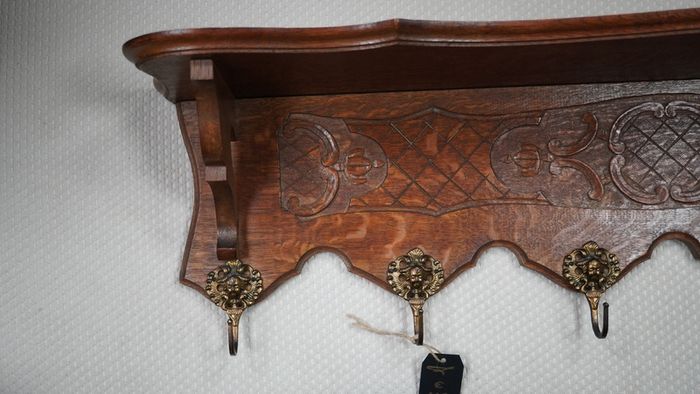 French Carved Oak Wall Coat Rack