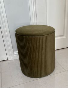 Velvet Footstool with Storage or Laundry Hamper