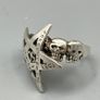 Chunky Heavy Vintage Silver Star and Skull Ring 10g - Biker, Gothic Image 2