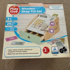 Wooden shop till role play toy