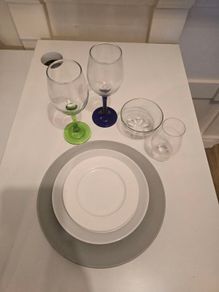 Plate and glasses