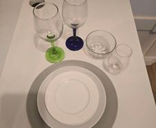 Plate and glasses