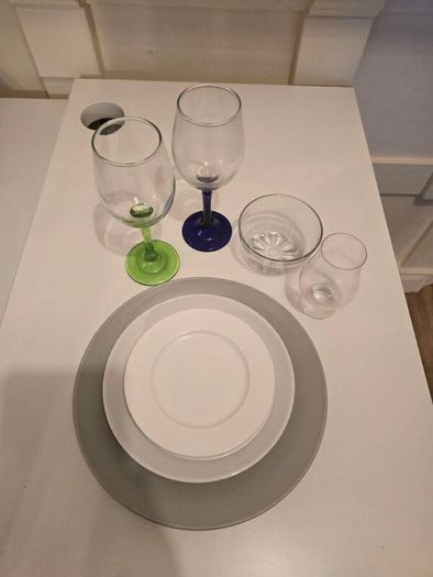 Plate and glasses