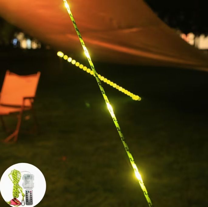 1pc Windproof Camping Warning Pull Cord Light, Battery Box Type,