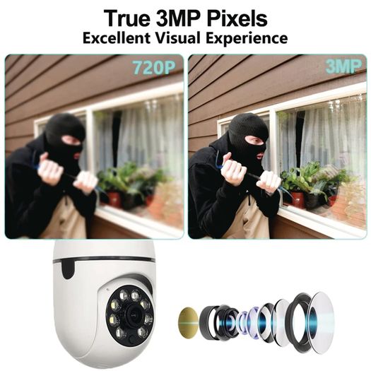 3mp Panoramic Wifi Ip Camera E27 Light Bulb Calving Hd Wireless Security Camera