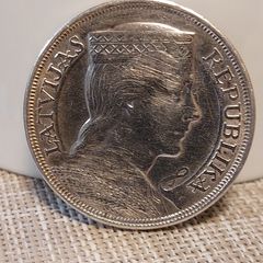 1931 Latvian 5 Lati Silver Coin KM#9