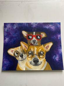 3 Goofy Dogs Original Acrylic Painting