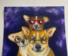 3 Goofy Dogs Original Acrylic Painting