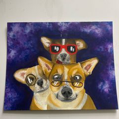 3 Goofy Dogs Original Acrylic Painting