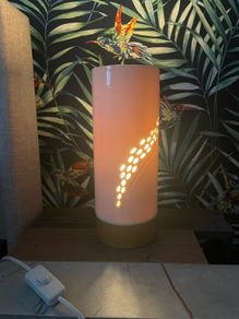Genuine Belleek Ceramic Table Lamp with Wooden Base