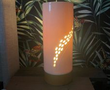 Genuine Belleek Ceramic Table Lamp with Wooden Base