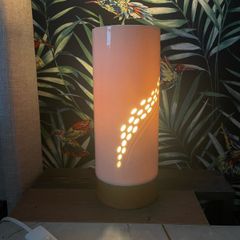 Genuine Belleek Ceramic Table Lamp with Wooden Base