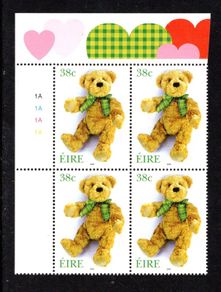 2002 Ireland Greetings Commemorative Stamp Plate Block 1A1A1A1A Mint Never Hinged (MNH)