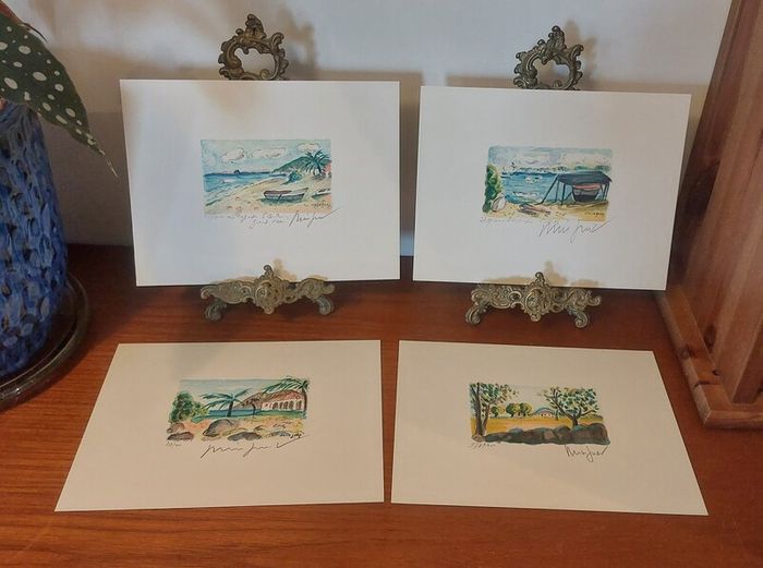 Fantastic Limited-Edition Hand-Signed Lithograph Print of a Caribbean Scene by the Renowned French Artist Alexandre Minguet (1937-1996), #249/1000
