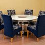 Set of 6 Upholstered Dining Chairs-Navy Blue Floral Design Image 2