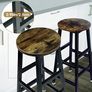 Round Bar Stool Square Leg Vintage Rustic Brown Easy Assembly for Home Kitchen Counter - Set of 2 Image 2