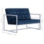 2-Seater Sofa with Armrests Blue Chrome and Velvet Image 4