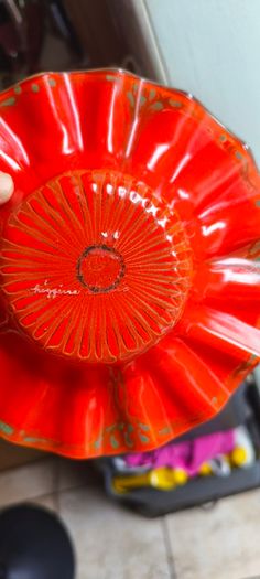 Handmade Poppy-Shaped Plate - Floral Design Glass Dish as Trinklet dish signed
