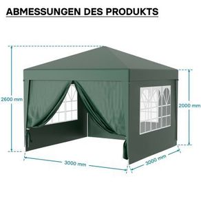Waterproof 3x3m Gazebo with 4 Side Walls