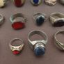 Antique Lot of 15 Handmade Brass Rings Mixed Gemstone & Glass Designs Image 2