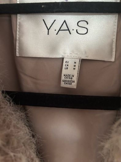 YAS fluffy short teddy jacket in beige
