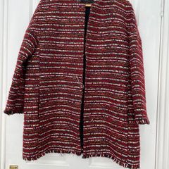 Massimo Dutti Woven Cocoon Coat Jacket  Size L