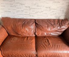 Complete brown leather living room set