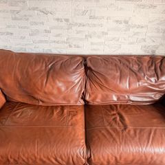 Complete brown leather living room set