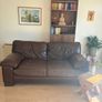 (1 of 2 + futon) Brown genuine Italian leather 3 seater sofa Image 4