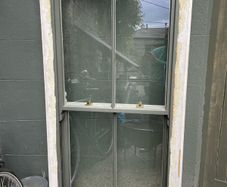 sash window and complete casing with lead weights
