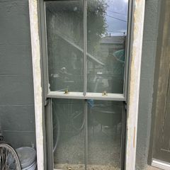 sash window and complete casing with lead weights