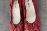 Eneka -Sabrinas Red Patent Leather Snakeskin Pattern Shoes - Size 41 - New