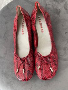 Eneka -Sabrinas Red Patent Leather Snakeskin Pattern Shoes - Size 41 - New